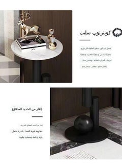 سي آند سي هوم طاولة القهوة الرخامية الفاخرة ذات التصميم الحديث الاسكندنافي باللون الأسود  - Image 3