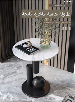 سي آند سي هوم طاولة القهوة الرخامية الفاخرة ذات التصميم الحديث الاسكندنافي باللون الأسود  - Image 5