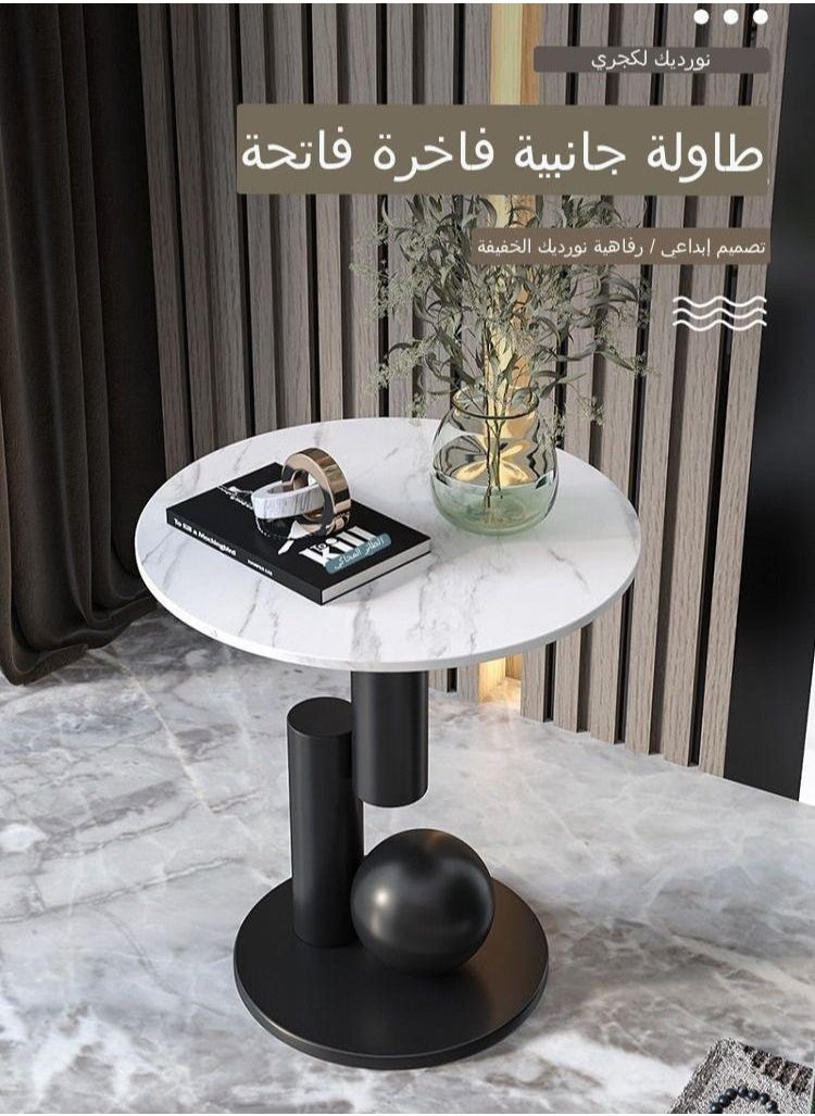 سي آند سي هوم طاولة القهوة الرخامية الفاخرة ذات التصميم الحديث الاسكندنافي باللون الأسود  - Image 5