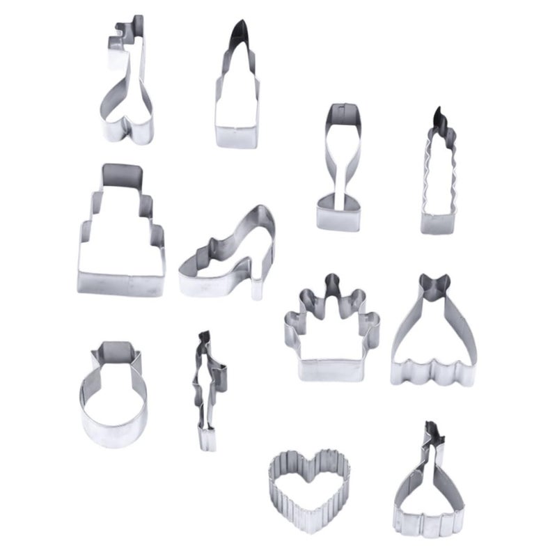 Stainless Steel Heart Cookie Cutters 12pcs Set for Wedding Valentine Baking - Image 2