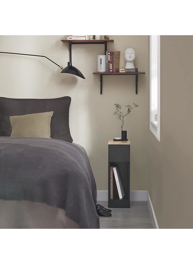 MODERN HOME Side Table Bedside Nightstand with 1 Drawer for Bedroom or Living Room – Wood – Soft Finish –60x20x33cm - Black – 1pc - Image 4