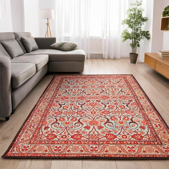 RUGS FOR LIVING ROOM|(4X6FT) PRINTED CARPET FOR LIVING ROOM DECOR|ANTI SKID BACKING HOME ESSENTIALS| BOHO RUGS FOR LIVING ROOM (TABA RUG 1106), POLYESTER, MULTICOLOR, RECTANGULAR