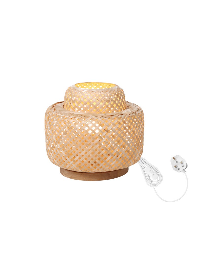 Bamboo Decor | Handmade Table Lamp Natural Color Rattan And Wood Suitable For Livingroom Bedroom Office Restaurant - Image 1