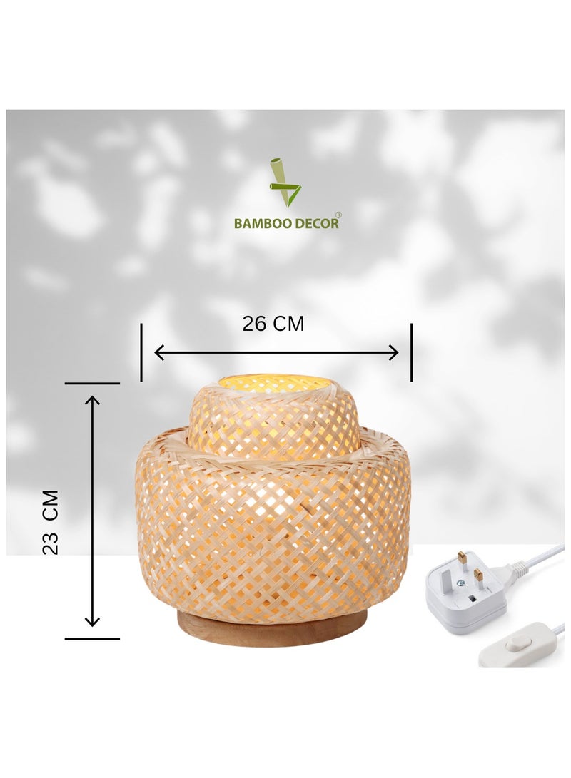 Bamboo Decor | Handmade Table Lamp Natural Color Rattan And Wood Suitable For Livingroom Bedroom Office Restaurant - Image 5
