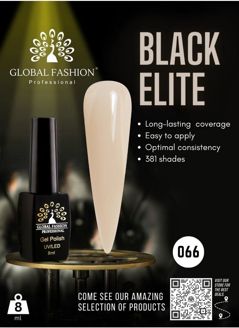 GLOBAL FASHION Global Fashion Black Elite Gel Polish | 132 Colors of Long-Lasting Elegance - 8ml | 066  - Image 2