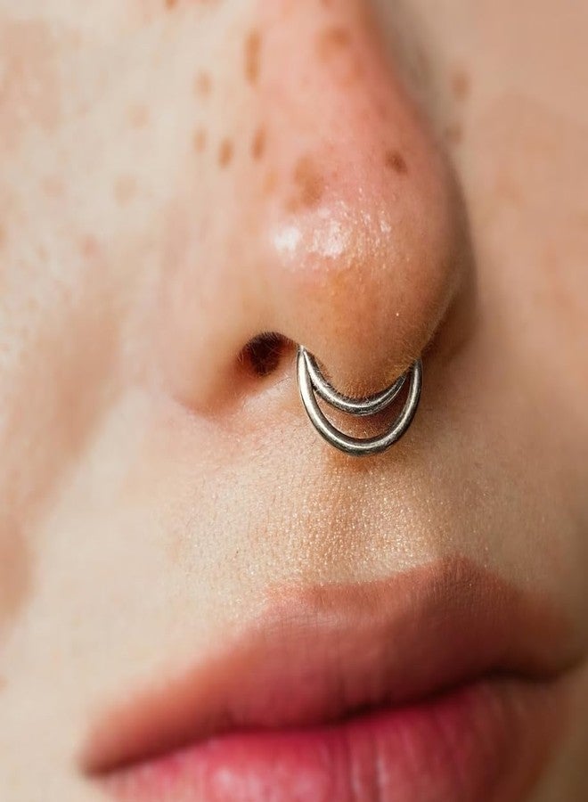 NONTAI 16G Septum Ring Hinged Septum Clicker Nose Ring Septum Piercing Jewelry, 8mm, Stainless Steel, no gemstone - Image 2