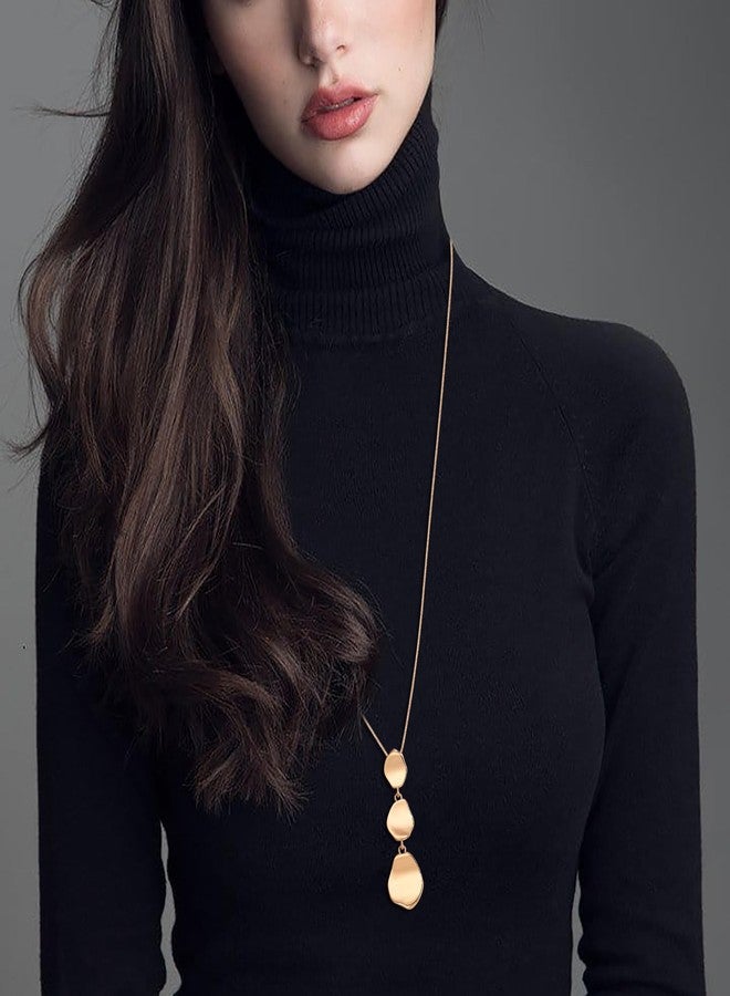 FANZE Long Necklace for Women gold plated base Sweater Layered Y Necklace Pendant Jewelry Trendy Gift - Image 3