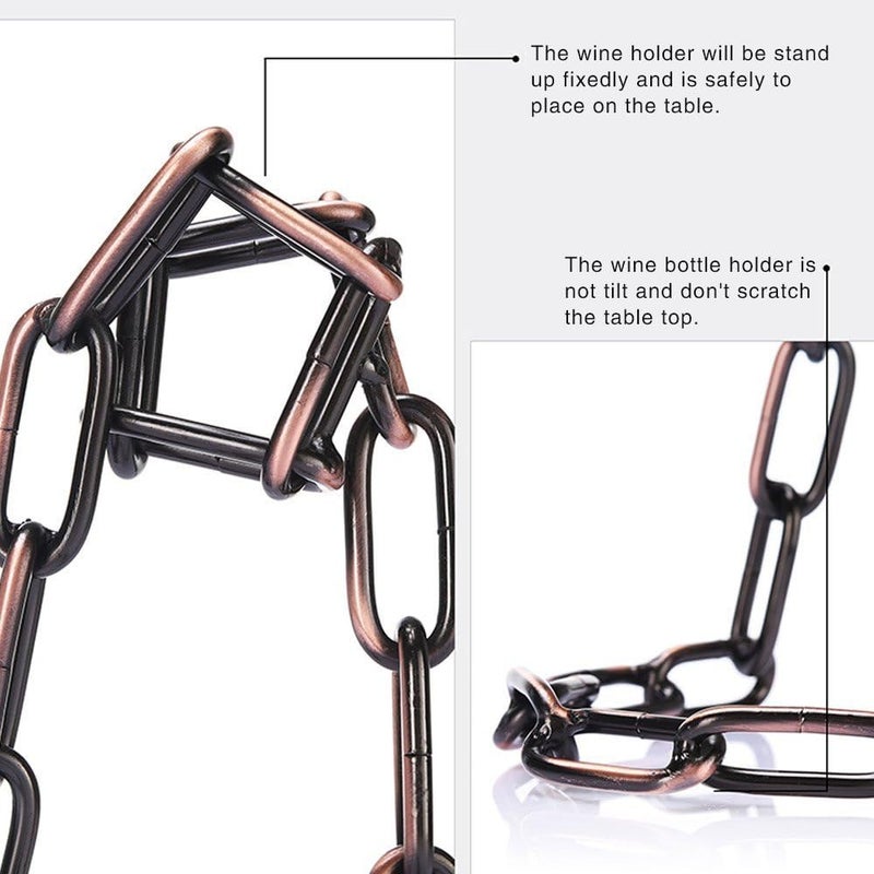 Fantasee Suspending Chain Wine Holder Stainless Steel Magic Wine Rack Wine Bottle Holder Novelty Gift for Kitchen Home Decoration Bronze - Image 3