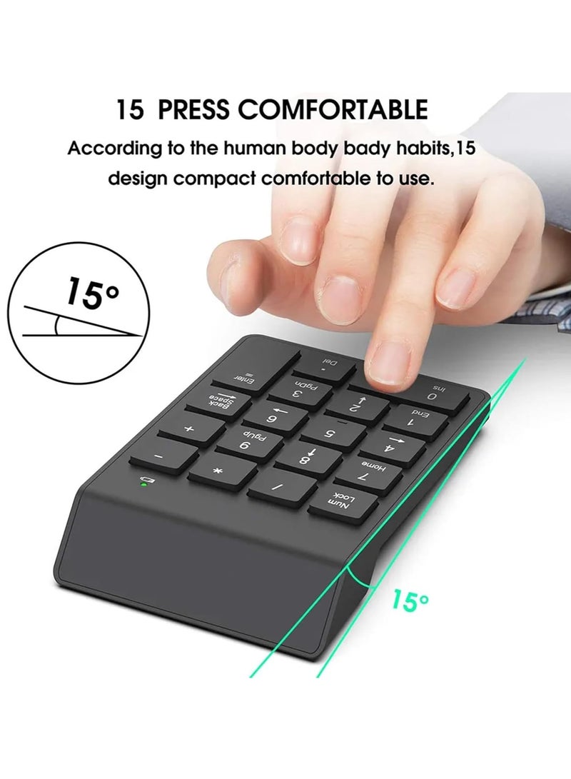 Wireless Number Pad, Numeric Keypad Numpad Keyboard 10 Key USB Keypad  Desktop Computer Laptops Accessories Compatible Chromebook Notebook EliteBook MateBook etc,Black.