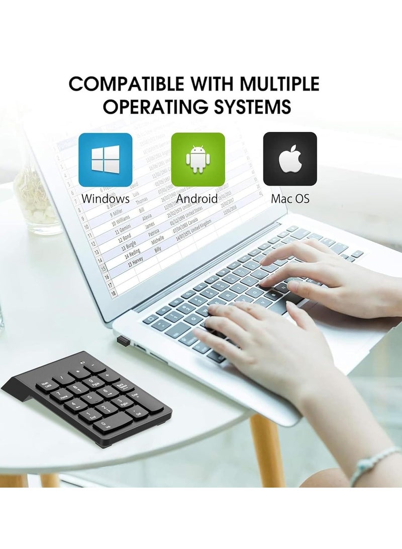 Wireless Number Pad, Numeric Keypad Numpad Keyboard 10 Key USB Keypad  Desktop Computer Laptops Accessories Compatible Chromebook Notebook EliteBook MateBook etc,Black.