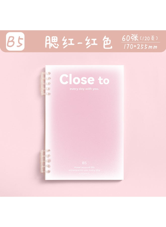 Autonomy A5 Loose-leaf Book Style Notebook Cute Simple Gradient Book Student B5 Classroom Notepad Blush Book - Image 1