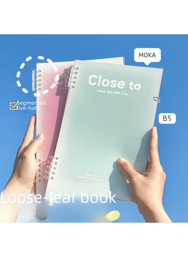 Autonomy A5 Loose-leaf Book Style Notebook Cute Simple Gradient Book Student B5 Classroom Notepad Blush Book - Image 2