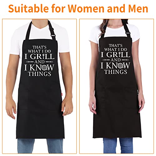 ALIPOBO Funny Grilling Aprons for Men - BBQ Cooking Apron with 2 Pockets, Adjustable Neck Strap and 40" Long Ties - That's What I Do I Grill and I Know Things - Image 5