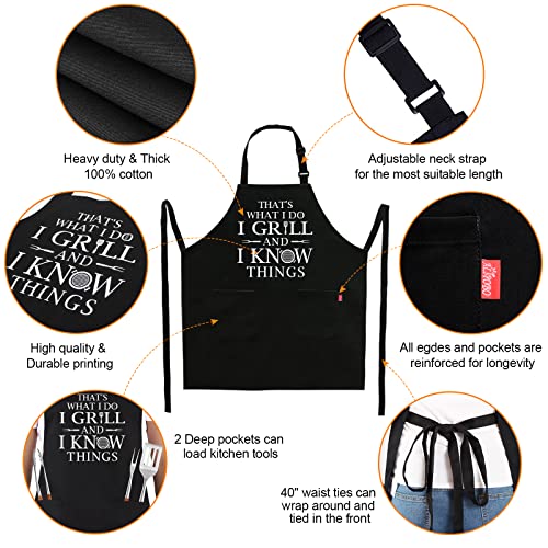 ALIPOBO Funny Grilling Aprons for Men - BBQ Cooking Apron with 2 Pockets, Adjustable Neck Strap and 40" Long Ties - That's What I Do I Grill and I Know Things - Image 3
