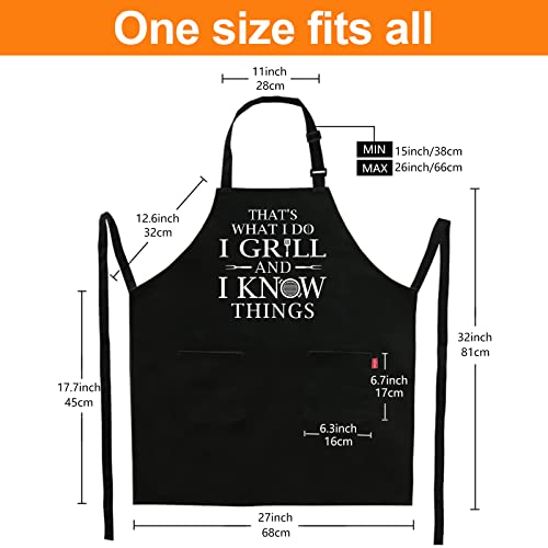 ALIPOBO Funny Grilling Aprons for Men - BBQ Cooking Apron with 2 Pockets, Adjustable Neck Strap and 40" Long Ties - That's What I Do I Grill and I Know Things - Image 4