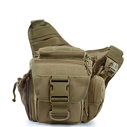 Klau Sport Outdoor Military Women and Men's Multi-functional Tactical Messenger Shoulder Bag with Patch for Hunting Hiking Climbing Khaki - Image 1