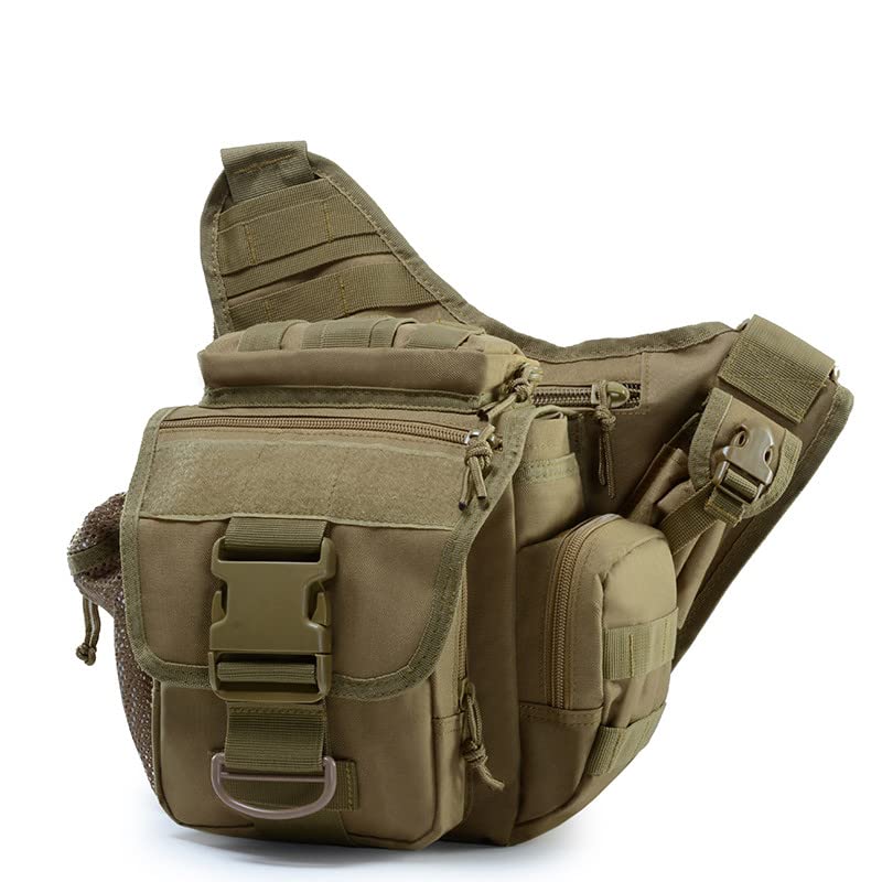 Klau Sport Outdoor Military Women and Men's Multi-functional Tactical Messenger Shoulder Bag with Patch for Hunting Hiking Climbing Khaki - Image 3