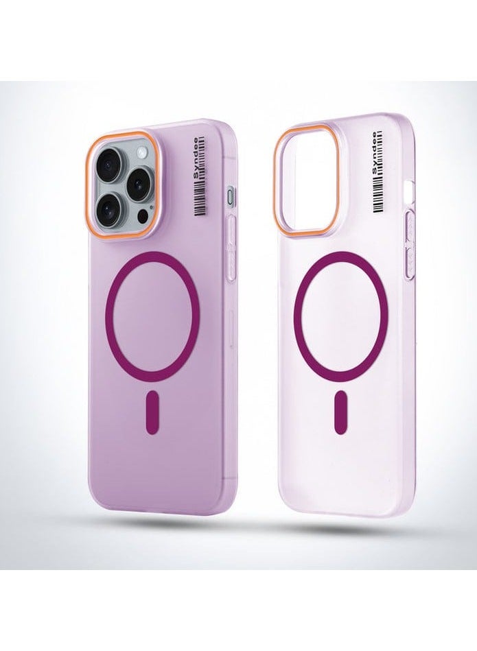 غطاء خلفي أنيق غير لامع ملون مع دعم MagSafe لهاتف Apple iPhone 15 Plus