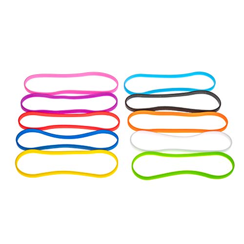 GRIFITI Band Joes 6" x 0.25" 3.8 Inch Diameter 10 Pack Assorted Colorful Small Silicone Little Colored Rubber Bands Wrist Cooking Office Boxes Wraps Colors Rubberbands Elastic Siliconebands - Image 1