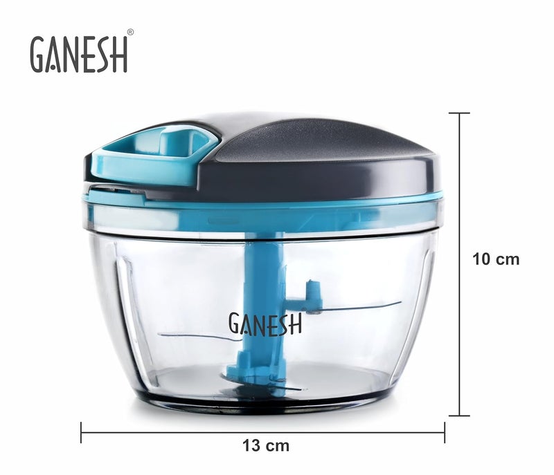 GANESH صانع سلطة الخضار والفواكه اليدوي دورى من وندر كيتشن - آلة تقطيع سريعة للخضار، قاطع - 3 شفرات من الفولاذ المقاوم للصدأ (470 مل، رمادي) - Image 4