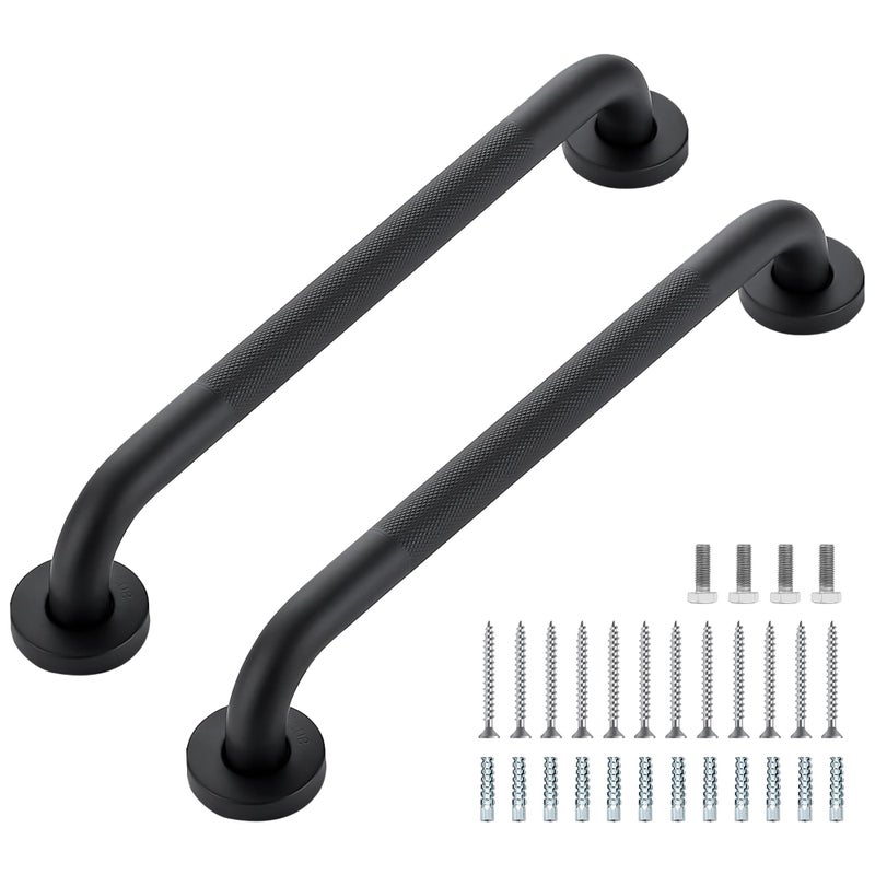 Ravinte Hardware Grab Bars for Shower 2 Pack 16Inch Anti Slip Shower Handles for Elderly Safety Shower Grab Bar Stainless Steel Handicap Grab Bars for Bathroom Black 1 Diameter - Image 2