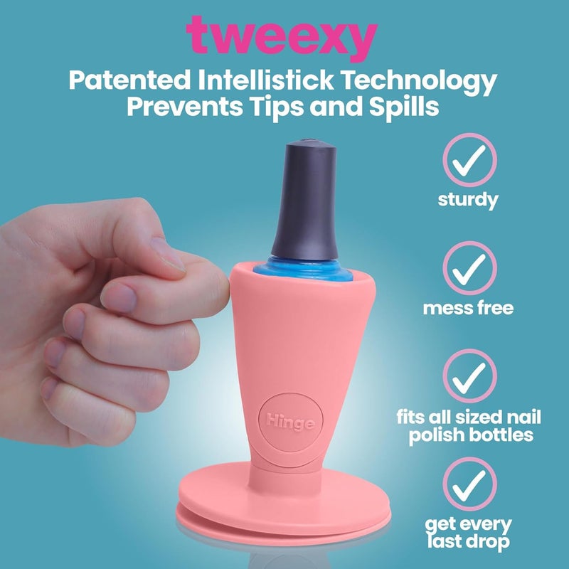 tweexy Hinge Untippable Nail Polish Bottle Holder | Anti-Spill Nail Polish Holder Stand, Tilted, IntelliStick Airlock Suction | Fingernail Painting, Nail Art Tools | Nail Polish Accessories (Lilac) - Image 2