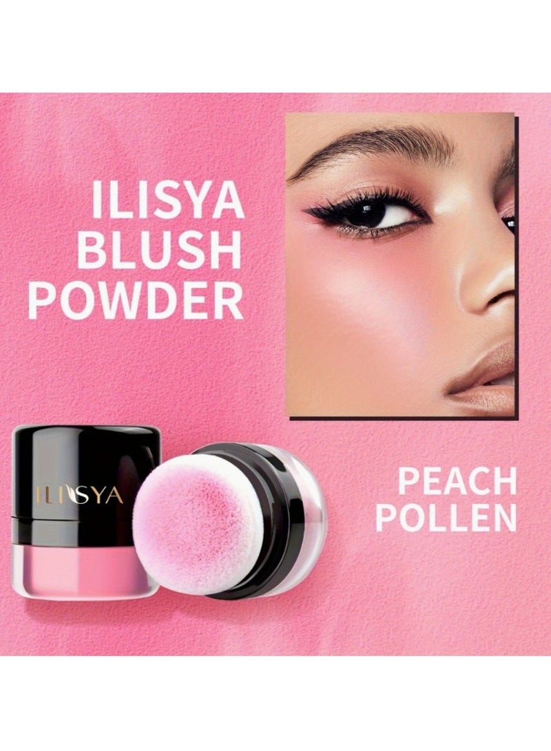 ILISYA Silky and Nourishing Nude Makeup Blusher Powder for Cheeks: Brightens Complexion, Sculpts Facial Contours. Mushroom Head Design Integrates Highlighter and Contour for a Natural and Three，dimensional Makeup Look（PEACH POLLEN） - Image 1