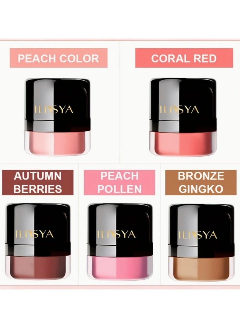 ILISYA Silky and Nourishing Nude Makeup Blusher Powder for Cheeks: Brightens Complexion, Sculpts Facial Contours. Mushroom Head Design Integrates Highlighter and Contour for a Natural and Three，dimensional Makeup Look（PEACH POLLEN） - Image 4