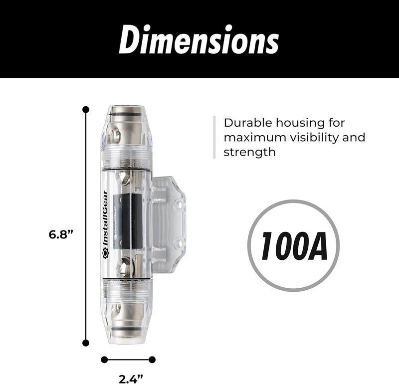 InstallGear 1/0 Gauge AWG In-Line ANL Fuse Holder (100A) - Image 3