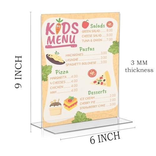 Shuban Acrylic Sign Holder Table Sign Holder Double Sided T Shape Clear Plastic Desktop Display Holder Vertical Menu Stand Sign Holders for School, Office, Hotel, Party (06 X 9 Inch -4Pcs) - Image 2