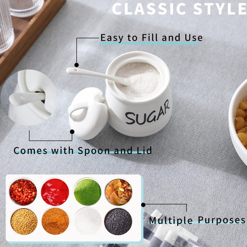 HAOTOP Porcelain Sugar Bowl with Lid and Spoon 12oz (White) - Image 5