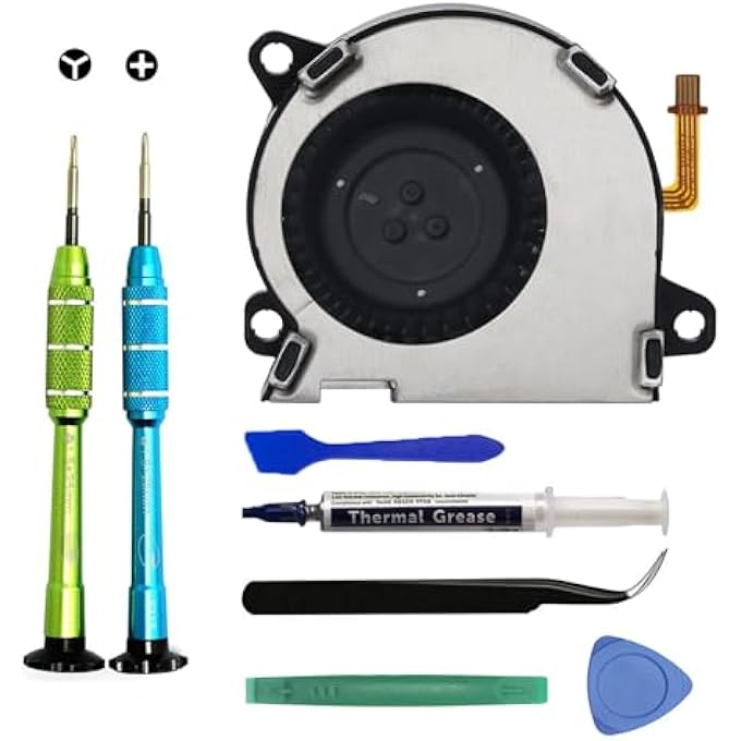 REPLACEMENT INTERNAL FAN COOLING COOLER FOR NS NINTENDO SWITCH OLED CONSOLE, REPAIR PARTS WITH THERMAL PASTE, SCREWDRIVER TOOL SET - Image 1