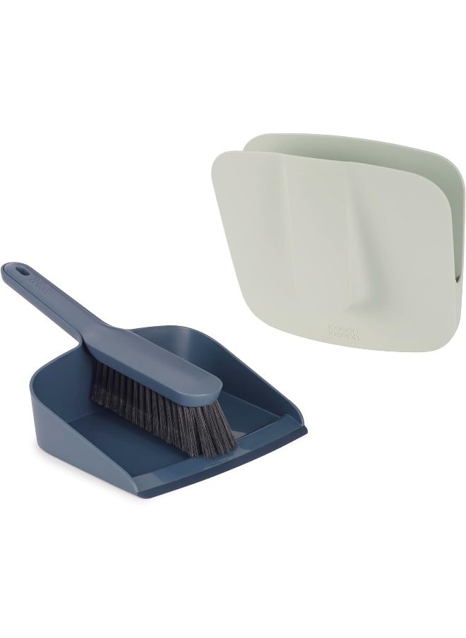 Joseph Joseph CleanStore Wallmounted Indoor Dustpan  Brush Set with Dustshield Compact Storage, Sweeping Floor Brush with Rubber Pan Edge and Soft Bristles  - Image 1