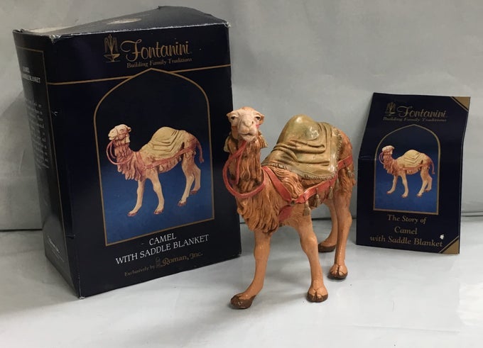 BY ROMAN INC CAMEL WITH SADDLE BLANKET 5 ANIMALS COLLECTION NATIVITY FIGURE AND ACCESSORIES HAND SCULPTED AND PAINTED