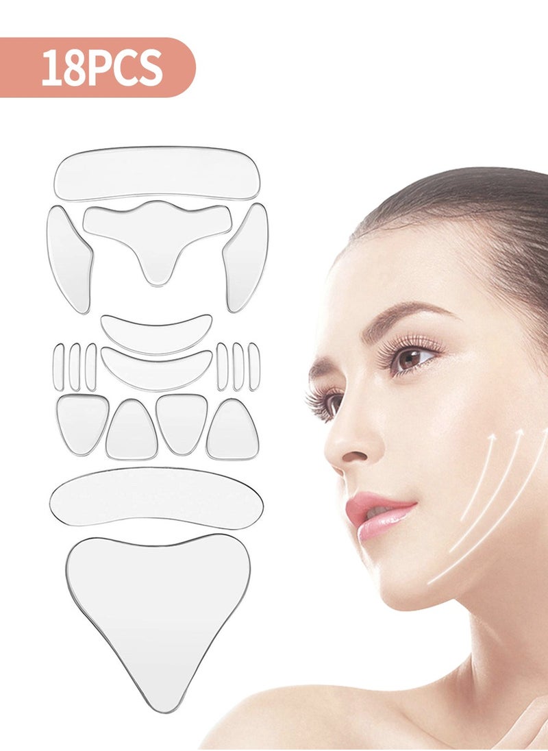 Beirui - Wrinkle Patches, Face Lift Patches, Chest Wrinkle Patches, 18 Reusable Silicone Chest Wrinkle Patches, Silicone Neck Wrinkle Patches Forehead Patches Set - Image 1