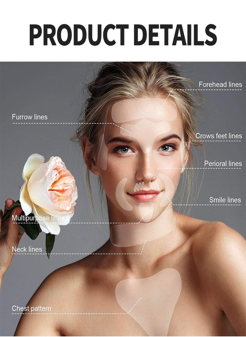 Beirui - Wrinkle Patches, Face Lift Patches, Chest Wrinkle Patches, 18 Reusable Silicone Chest Wrinkle Patches, Silicone Neck Wrinkle Patches Forehead Patches Set - Image 1
