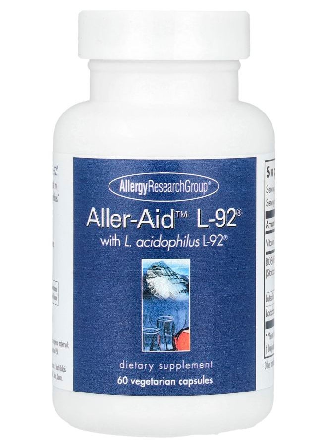 Allergy Research Group - Aller-Aid™ L-92® with L. Acidophilus L-92® 60 Vegetarian Capsules - Image 1