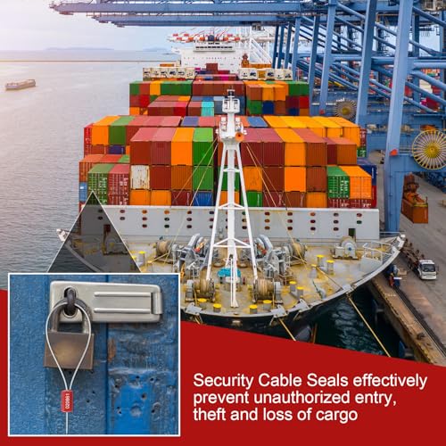 Nuogo نوغو 200 قطعة من أختام الكابلات الأمنية الفولاذية 11.8 بوصة معدنية مرقمة مضادة للتلاعب ختم الشحن القابل للتخلص منه علامات مرقمة ذاتية القفل لحاويات مقطورات الشحن (أحمر) - Image 4