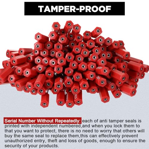 Nuogo نوغو 200 قطعة من أختام الكابلات الأمنية الفولاذية 11.8 بوصة معدنية مرقمة مضادة للتلاعب ختم الشحن القابل للتخلص منه علامات مرقمة ذاتية القفل لحاويات مقطورات الشحن (أحمر) - Image 2