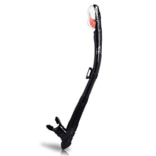 EXP VISION Dry Snorkel, Adult Dive Snorkel Free Breath Diving Snorkel Tube Food-Grade Silicone Mouthpiece Snorkeling Gear with Splash Guard Top Valve and Headstrap Clip for Snorkeling Swimming - Image 5