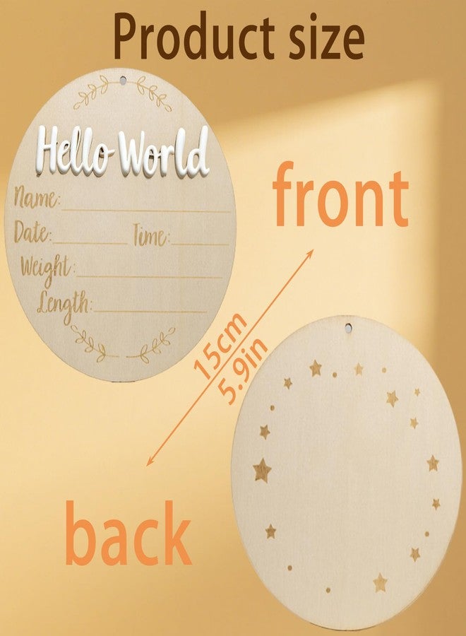 XCMVCN Baby Announcement Sign, 5.9 Inch Round Wooden Hello World Newborn Signs, Birth Announcement Sign: Equipped with Ink Pad Can Baby Handprints and Footprints for Photo Prop Hospital Nursery Gift - Image 3