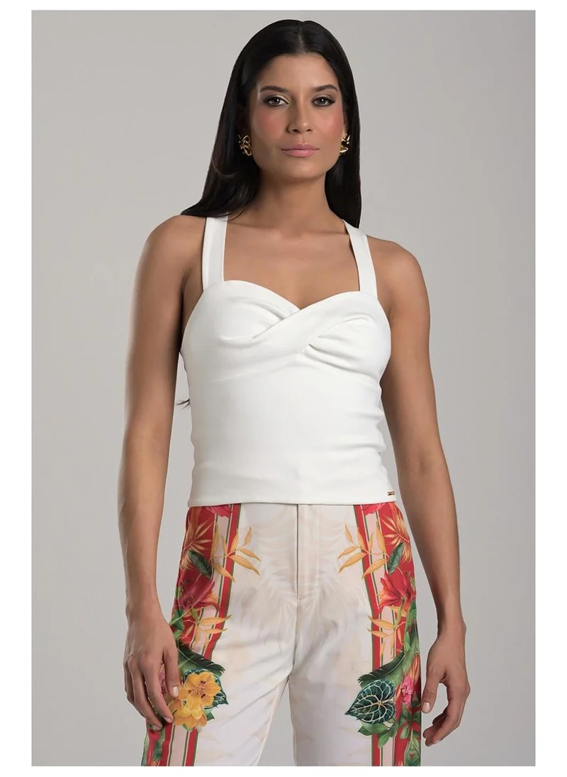 Carmen Steffens Off-white Top with Crossed Bust Detail
