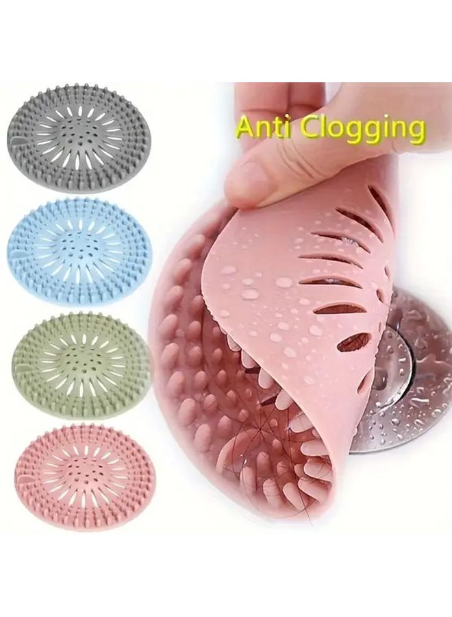 Grey Instant Hair Filter Shower Drain Cover High Density Interception Net 3 Second Installation Easy Clean Reusable Long Lasting - Image 1