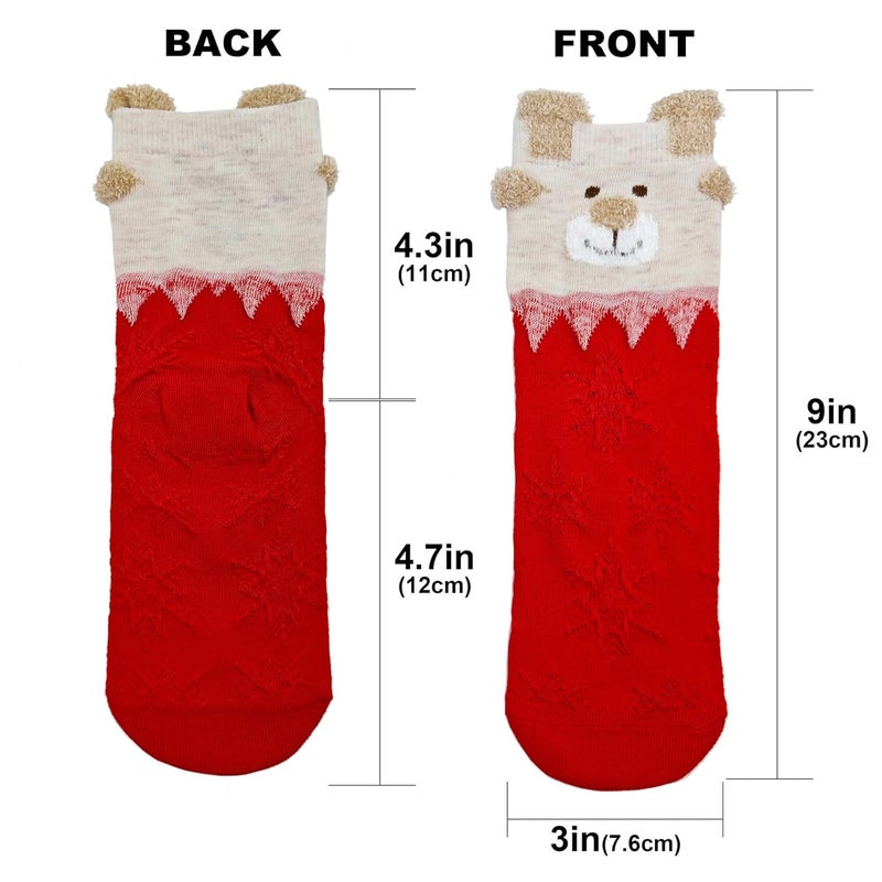 AiMi 3 Pairs Kids Elk Christmas Socks Girls Boys Holiday Sock Soft Casual Cotton Crew Socks with Gift Box for Children - Image 5
