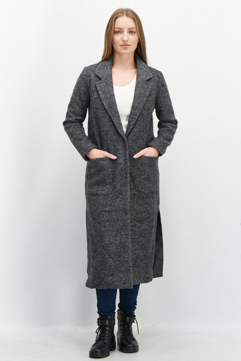 VERO MODA Women Textured Trench Coat, Charcoal - Image 1