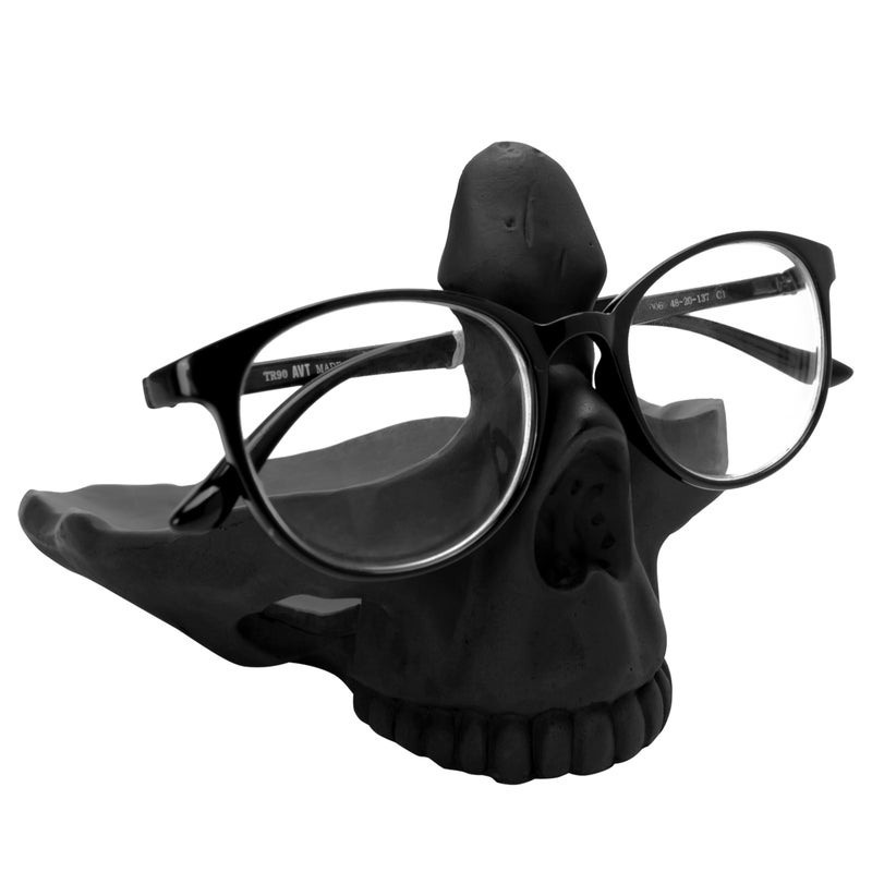 Marsrut Marsrut Skull Glasses Stand Holder Creative Eyeglasses Holder Resin Statue Ornament Sunglasses Spectacle Display Rack for Home Office Desk Nightstand No Eyeglasses Included Black 