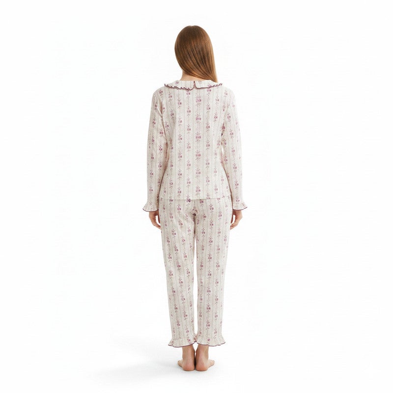 JOANNA 2-Piece Pajama Set Long Sleeve Button-Down Top and Pants Soft Printed Sleepwear for Women - Image 2