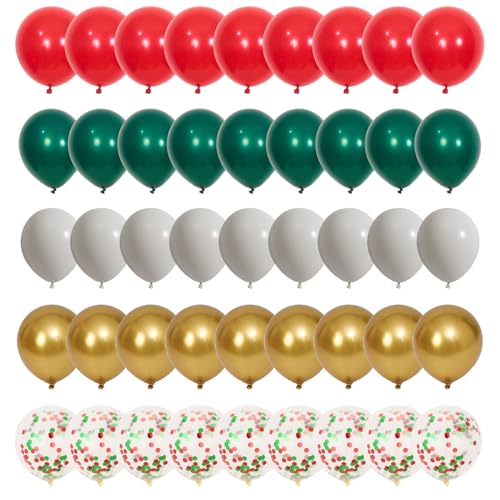 DECGOL Latex Balloons 100Pack Different Sizes 18 12 10 5 Inch Party Balloon Garland Kit Green Red White Gold - Image 1