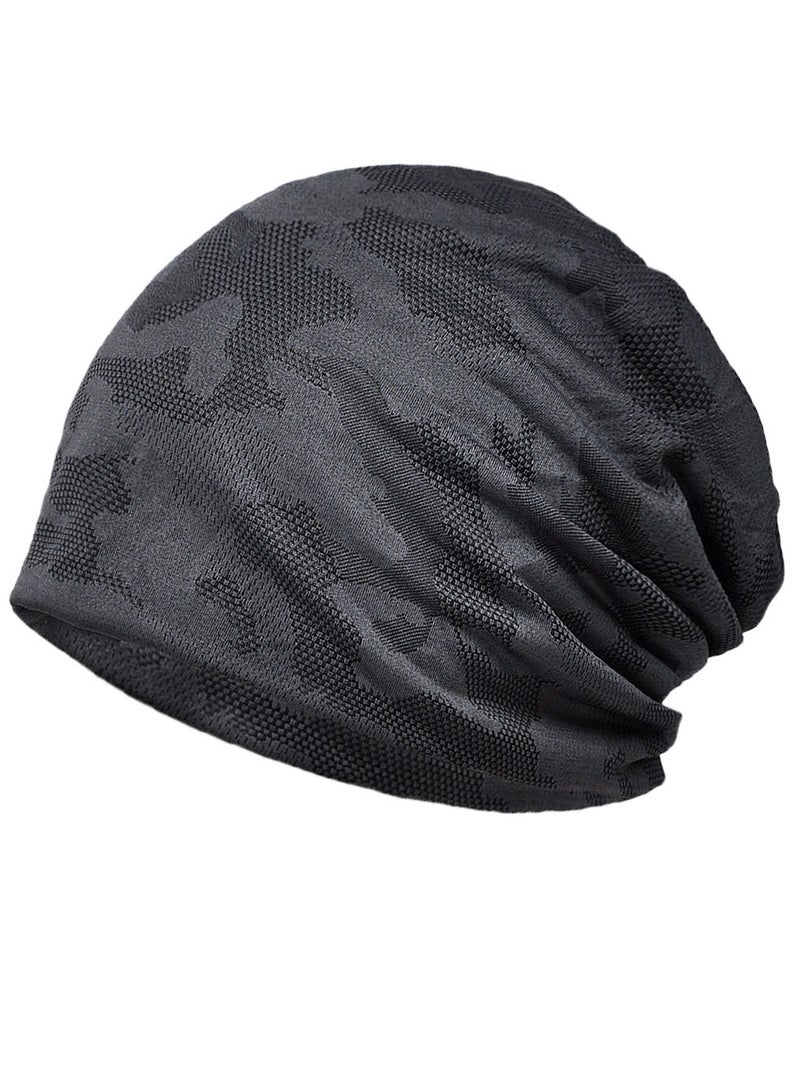 Loquat Infinity Scarf Headwear Cap Mesh Breathable Beanie Hat Dark Grey 
