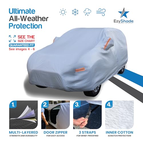 EzyShade 10-Layer SUV Car Cover Waterproof All Weather. See Vehicle Size-Chart for Accurate Fit. Outdoor Full Exterior Covers for Automobiles Heavy Duty Tarp Jeep Rav4 CRV. Size S4 (See SizeChart) - Image 2